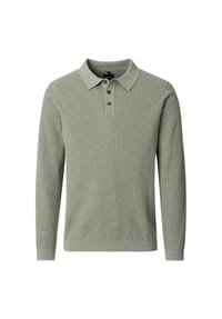 VENTI - Herren Polo-Shirt langarm gemustert - Beige