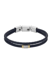 FOSSIL JEWELRY - Herren Armband, Edelstahl/Leder - BLAU