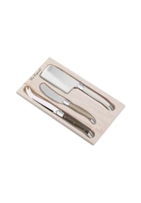 Lou Laguiole® 3-tlg. Käsemesser Set - Tradition - perle, pfeffer, taupe