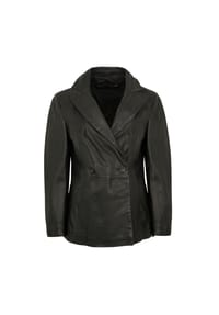 FREAKY NATION® - Damen Lederjacke Blazer Lammnappa schwarz/ gelb - schwarz