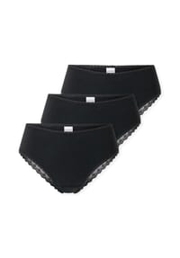 SCHIESSER - Damen Brazilian-Slips, 3er Pack - 3Pack Brazilian, Stretch Cotton, uni - Schwarz