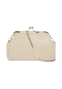 Cluty - Abendtasche Echt Leder, Made In Italy - beige