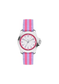 s.Oliver - Armbanduhr mit gestreiftem Canvasband - lila