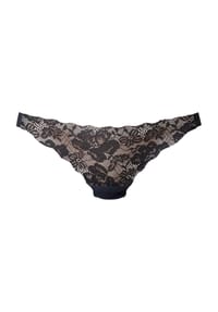 LASCANA - Nuance String, Spitze, Wellensaum, für Damen - BLACKCARAME