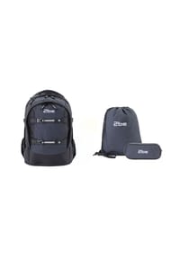 2be® 2BeCombo - 3er Set Schulrucksack Black Grey mit Turnbeutel und Federmäppchen - Black