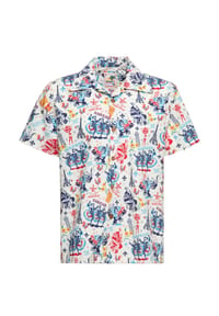 KING KEROSIN - Kurzarmhemd mit lebhaftem Paris-Allover-Print Paris - offwhite