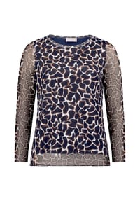 BETTY BARCLAY - Langarm-Shirt mit Animalprint - Dark Blue/Brown
