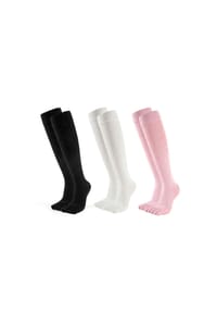 MUNADUNA - 3er-Pack Lange Yoga-/Pilates-Zehensocken Fitness-Socken,Baumwolle,Anti-Rutsch - Schwarz, Rosa, Orange