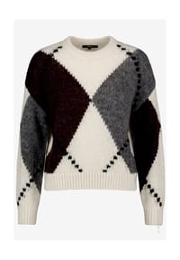 zero - Grobstrick-Pullover mit Intarsie - Patch Cream/Brown