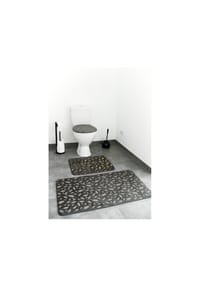 ZELLERFELD - Harmonie 3 Teiliges Bademattenset und Waschbar mit Federmotiv aus Polyester - Anthrazit OneSize