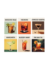 ARTNANAS - ARTNANAS Mini Malen nach Zahlen 6er Set-"Cocktails Pop Art 3"ohne Rahmen in 15*15CM - 