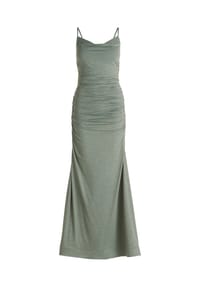Vera Mont - Abendkleid mit Wasserfallausschnitt - Dark Green/Grey