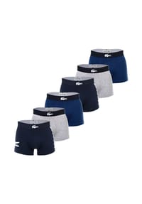 LACOSTE - Herren Boxershorts, 6er Pack - Trunks, Big Croc Print, Cotton Stretch - Dunkelblau/Grau