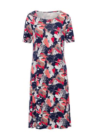 Sieh an! - Jersey-Kleid - marine-koralle-bedruckt