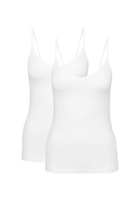 CALIDA - Top, 2er-Pack, V-Ausschnitt, für Damen - 001 WEISS