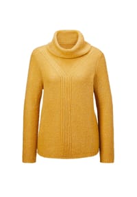 GOLDNER - Kurzgröße:  Strickpullover mit Struktur, Glitzer - brombeere