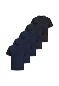 JACK & JONES - T-Shirt 5er Pack Organic Relaxed - Creme / dunkelblau