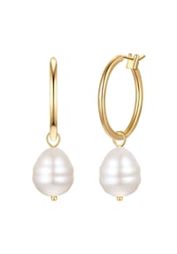 YOKOAMii - Damen Ohrringe aus Metall-Legierung in Gelbgold mit Muschelkernperle - gelbgold
