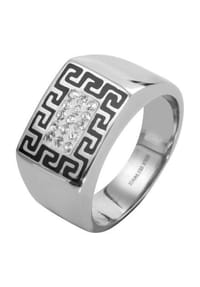 Adelia's - Herren Edelstahl Ring mit funkelnden Strasssteinen - silber