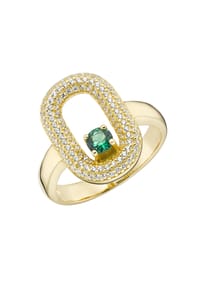 GIORGIO MARTELLO MILANO - Ring mit Zirkonia und Kristallstein, Silber 925 - grün