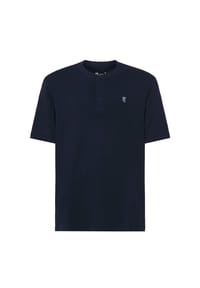 El Búho NOCTURNO® - Herren-Pyjamaoberteil, Kurzarm, Baumwolle, mit Knopfleiste, uni - dunkelblau