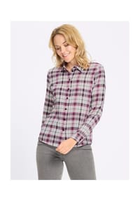 SIEH AN! - Flanell-Bluse - ecru-aubergine-kariert
