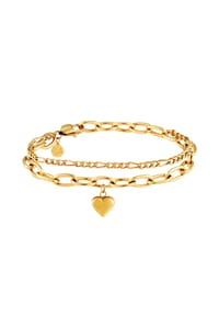 GOOD.designs - Armband Figaro Mehrreihiges Herz Charm Armkette - silber