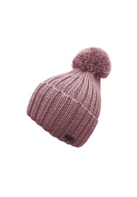 CAPO - Strickmütze, gerippt Pompon, Fleecestreifen - black