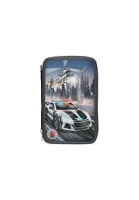 DEPESCHE - 3-Fach Federtasche LED Monster Cars 7,5 x 13 x 20 cm schwarz-bunt - schwarz-bunt
