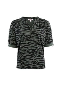 STOOKER® - MARIE  PRINT Damen Shirt 3/4-Arm - blue ikat aop