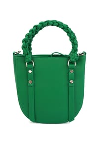 HARPA - Schultertasche HAYA in abgerundeter Form mit geflochtenem Henkel - cashmere cream