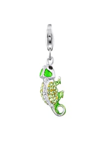 Nenalina - Charm Chamaeleon-Anhänger 925 Sterling Silber, Mit Kristallen Von Swarovski® - Silber