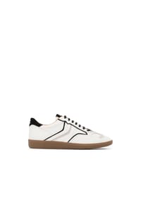 Kazar - Schwarze und weiße Ledersneakers mit Wildledereinsätzen - Weiß