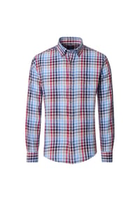 CASAMODA - Herren Leinenhemd kariert Casual Fit - Rot