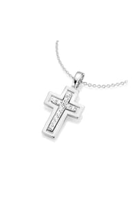 SMART JEWEL® - Kette Kreuz Behang und Zirkonia, Silber 925 - weiss
