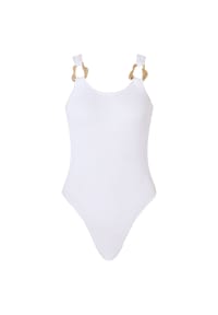 MODA MINX - Badeanzug SCRUNCH mit eleganten Schmuckelementen - White