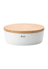 CONTINENTA - Brottopf, oval, Holzdeckel - WEIß