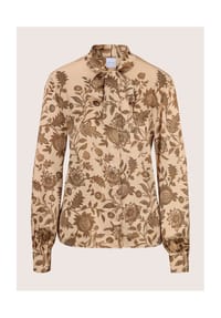 MADELEINE - Schluppenbluse mit Blütenprint - beige / melange / dunkeltaupe