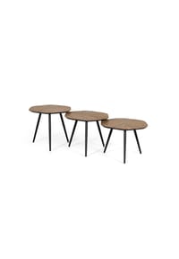 GINER & COLOMER - Couchtische aus recyceltem Teakholz: Groß 54 cm, Mittel 54 cm, Klein 54 cm - 36x56x54 - Braun