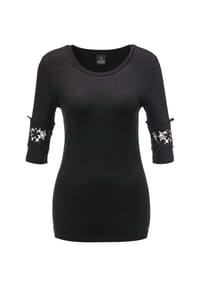 MADELEINE - Shirt mit Halbarm und Spitzendetail - schwarz