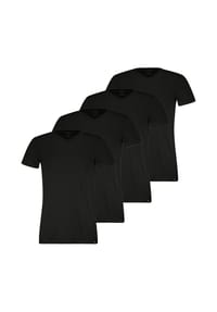 PUMA® - Herren T-Shirts, 4er Pack - V-Neck Tee 4P, V-Ausschnitt, Regular Fit, Baumwolle, einfarbig - Schwarz