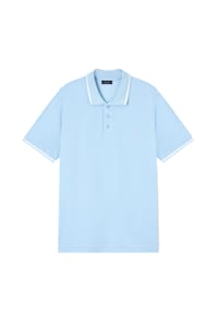 EMPORIO ARMANI - Herren Poloshirt - ESSENTIAL, Pique, Logo, Baumwolle, einfarbig - Hellblau