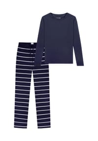 SCHIESSER - Schlafanzug Mix & Relax - Blau / creme