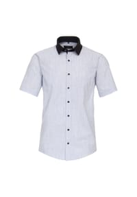 CASAMODA - Herren Freizeithemd Kurzarm gestreift Casual Fit - Hellblau