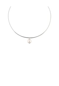 elli. PREMIUM - Halskette Halsreif Muschelkernperle Barock Flach Weiß 925 Sterling Silber - Gold