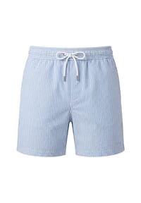 Vercate - Badeshorts, Seersucker, hellblau gestreift - Braun