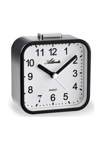 Atlanta by PARAGON - Quarzwecker ohne Ticken mit Licht, Snooze, Crescendo & Metallgehäuse - 2124/7 (Schwarz) - Schwarz