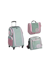 HABA - Kinderkoffer Schranktrolley 4 Rollen, Trolleytasche und Kulturbeutel - petrol