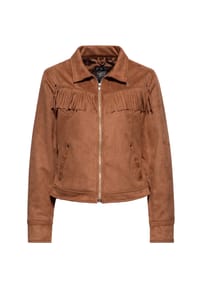 QUEEN KEROSIN - Bikerjacke mit Fransen - braun