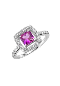 GIORGIO MARTELLO MILANO - Ring in blau, fuchsia oder lila, Zirkonia weiß, Silber 925 - pink
